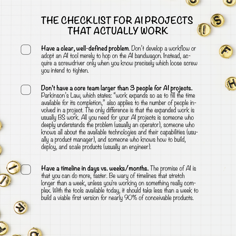 The checklist for AI projects that actually work